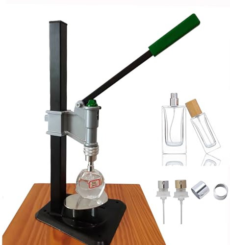 HTONVK Capsuleuse de Parfum Manuelle, Machine de capsulage de Presse en Acier Inoxydable avec poignée de 13 à 15 mm, Machine de sertissage de Bouteilles réglable en Hauteur, sertisseuse de Parfum