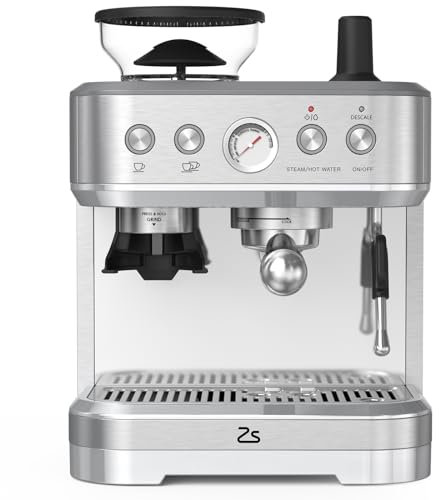 Garvee Espresso Machine with Milk Frother, All in One Cappuccino Latte Coffee Maker for Home Barista, Built-In Bean Grinder, 85oz Removable Water Tank, Gifts for Dad, Mom, Coffee Lover