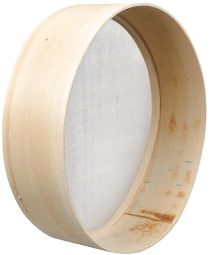 Luxshiny Manuelles Mehlsieb Aus Holz Feinmaschiges Küchensieb Für Backwaren Für Mehl Puderzucker Und Mehr Multifunktional Und Tragbar Für Zuhause Und Gastronomie