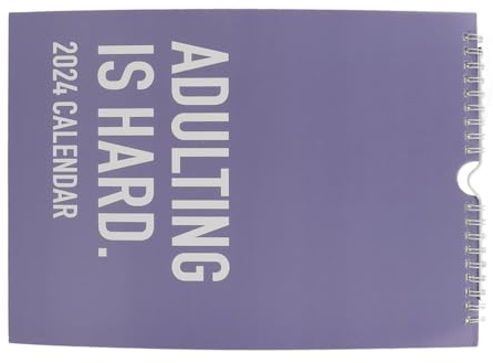 Kalender 2024 „Adulting Is Hard“ mit Lustigen Schimpfwörtern, 12-Monatsplaner, Zuordenbaren Aussagen, Premiumpapier, Büro-Wandorganizer