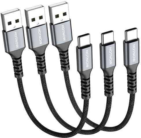 HOTNOW Short USB C Cable 0.3m 3 Pack, 30cm USB-C Fast USB Charger Cord for Samsung Galaxy S10 S9 S8 Plus Note 9 8, Power Bank and Other USB Type C Devices