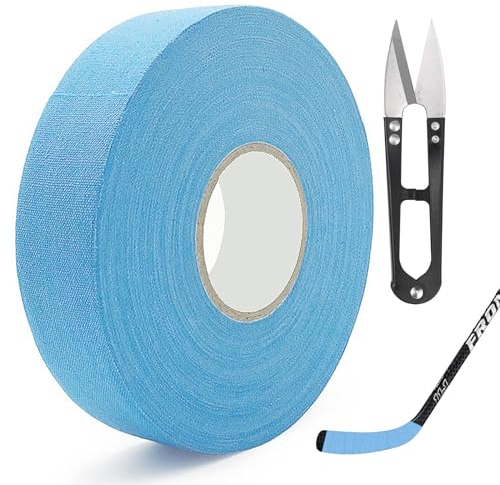 LBING Schläger Tape Hockeyschläger Tape 25M Rutsch Griffband Sporttape Eishockey Griffband Schlägertape Mit 1 Stück Schere (Blau)