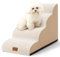 COZY KISS Hundetreppe für Kleine Hunde 50cm, Haustiertreppe für Bett aus Hochdichtem Schwamm, Hunde Treppe Hunderampe mit Waschbarem Bezug und Rutschfestem Boden, 40x72x50cm, 4 Stufen, Beige