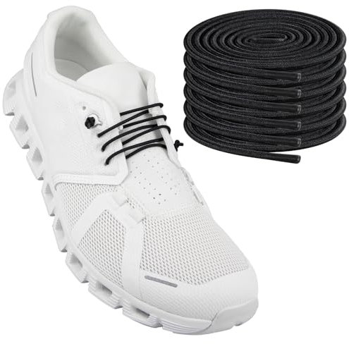 Endoto 3 Paare Schnürsenkel für ON Cloud 5 & 6 Running Schuhe, Ohne Binden Elastische Rund Ersatz Schuhbänder für On Laufschuhe Shoelaces Laces (Schwarz, 22 Zoll)