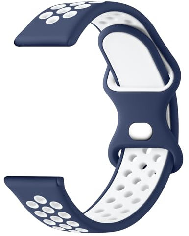 YLK Correa para 20mm Reloj Inteligente Smartwatch, Liberación Rápida de Dos Colores Silicona Suave Pulseras de Repuesto para 20mm Reloj ara Hombre Mujer (20mm, Azul Blanco)