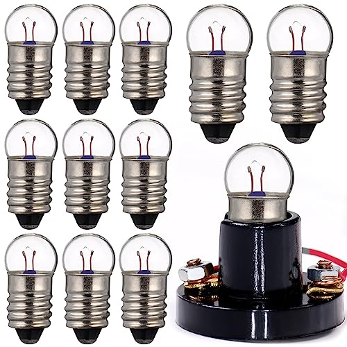 Angoily 10 Uds E10 Mini Bombillas 1 5 V 0. 3A Experimento Eléctrico Físico Luz Indicadora De Base De Tornillo Bombilla Incandescente Lámpara De Linterna Antigua