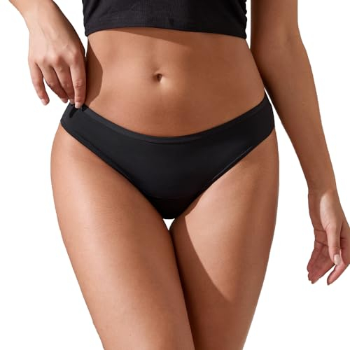 SHARICCA Perioden Bikini Teenager Perioden Bikinihose zum Schwimmen Unterwäsche Menstruationsunterwäsche String Badehose Periode Bikini Höschen Brazilian Derioden(Schwarz-9402-XL)