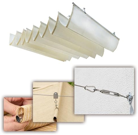 Auvent De Pergola Rétractable Imperméable Housse D'ombrage Extérieure De Remplacement | Auvent Pare-soleil Ondulé Avec Matériel De Câble Coulissant | Panneau De Rideau Pour Pont Belvédère Porche Café(