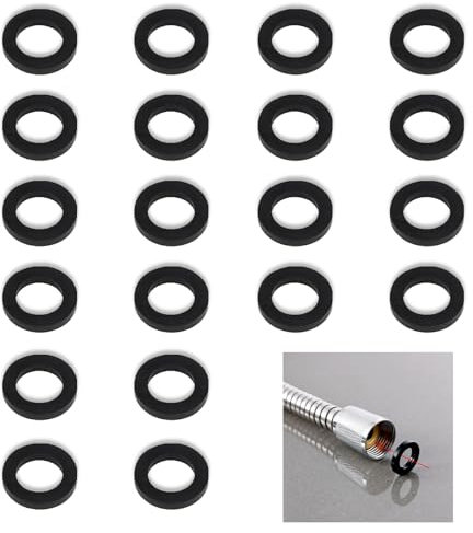 Arandelas De Goma, Juego 20 Arandelas de Goma Juntas Toricas de Goma Para Ducha de Sellado 19 Mm Junta Para Manguera Ducha Arandelas Junta Redonda (Negro)