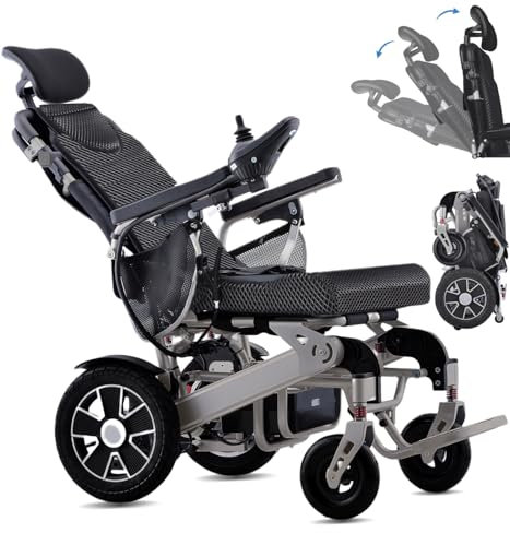 Broobey Liegender elektrische Rollstühle für Erwachsene, Leichte Elektrorollstühle stützung 150Kg, elektrisch motorisierter Faltrollstuhl für Senioren, 30+ km lange Reichweite (20 Ah Li-Batterien)