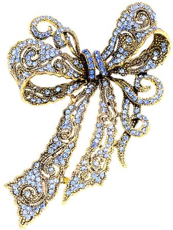 Strass Schleife Brosche Vintage Schleife Damen Corsage Elegantes Zubehör Kristall Broschen Großer Bowknot für Frauen Brosche Pin Hochzeit Mode Schmuck Zubehör Geschenk