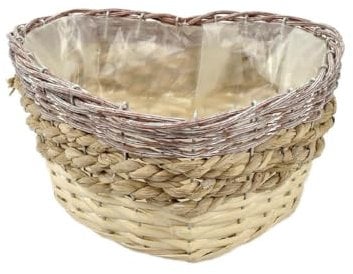 Decpero Herz Pflanzkorb I 26 x H12 cm I Pflanzherz I Natur Erika I Herz zum Bepflanzen
