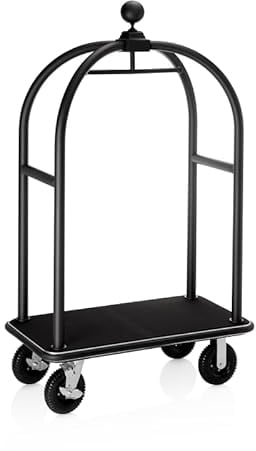 WAS Germany Gepäckwagen Edelstahl schwarzer Teppich Gepäckstange Hotel