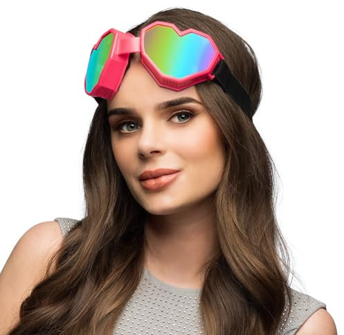 Boland - Skibrille Festilove, holografische Gläser, Kostümzubehör für Karneval und Mottoparty, Partybrille, Rosa