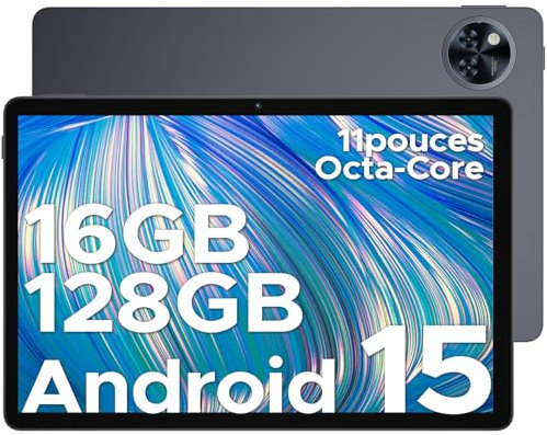 DOOGEE U11 Tablette Android 15, Tablette 11 Pouces 90 Hz, Tablette Tactile 16GB RAM+128GB ROM(2TB TF) Octa-Core 8580mAh,Caméra 13MP+5 MP, Support Netflix/Face ID/5G WiFi/ BT5.0 /Widevine L1