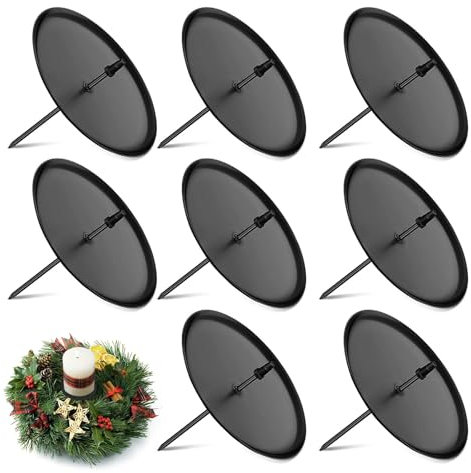 8 Stück Kerzenhalter, Schwarz Kerzenständer Metall für Diydeko, Kerzenteller zum Stecken Stumpenkerzen, Advent Kerzenteller Stumpenkerzen, Dorn Kerzen mit Adventskerzenhalter Kerzenuntersetzer