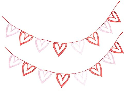 VICASKY 2stücke Valentinstag Dekoration Liebe Banner Herzform Glitzer Banner Für Romantische Feiern Und Hochzeiten Wand Und Partydekoration