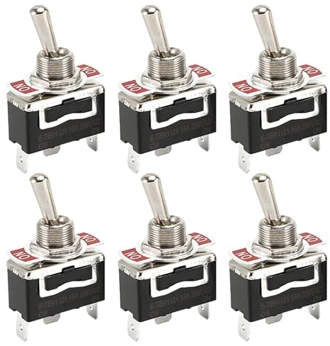 Powice 6 interruttori a levetta 15A, mini barca, interruttore a 3 poli, 12 V, nero