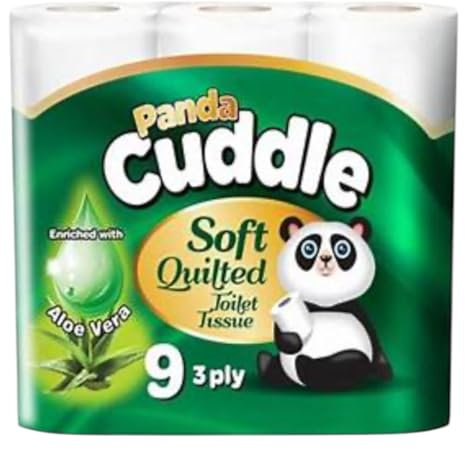 Panda Cuddle 3-Ply Soft Quilted Scented Toilet Rolls - Scented Toilet Rolls - Premium Bathroom Scented Toilet Loo Tissue Paper for Luxurious Comfort and Hygiene (Cuddle Aloe Vera, 45 Rolls)
