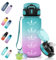 Motswedi Botella Agua, 500 ml Sin BPA, Botella Agua Niños con Pajita, Reutilizable, Botella Agua Gimnasio, a Prueba de Fugas, Botella de Agua, Cantimplora para Gym, Oficina, Escuela, Yoga, Verde Rosa