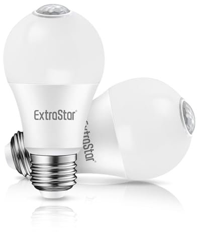 EXTRASTAR Ampoule Détecteur de Mouvement, Ampoule LED E27 Capteur PIR，12W, 1160 Lumens, Equivalent à Ampoule Traditionnelle 81W, 4200K Blanc Froid, Non-Dimmable, Lot de 2
