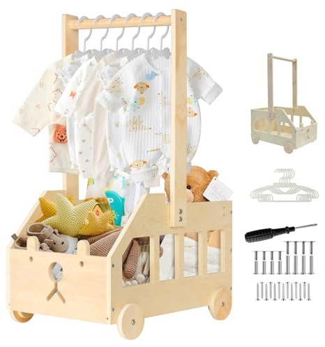 Umtiti Holz Geschenk Korb mit Rollen und Griff, personalisierte Korb für schwangere neue Eltern.Gift Basket-Bunny Car-DE