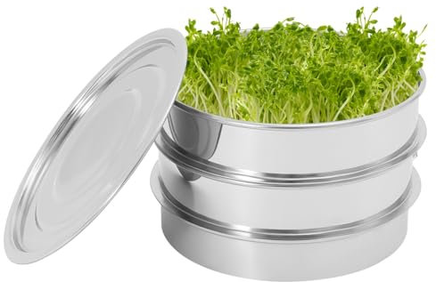 LNINNERY Caja de germinación de acero inoxidable con colador para brotes, bandeja germinadora para jardín y hogar