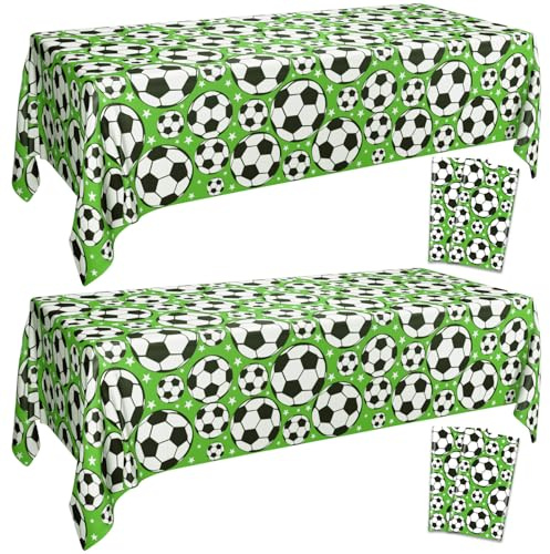 Fußball Tischtuch - 4 Stück Rechteck Tischdecken für Kinder Fußball Geburtstagsfeier Dekorationen Sport Theme Zubehör, 130 x 220 cm