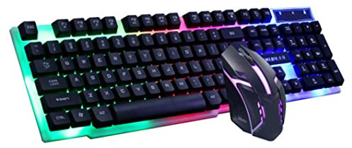 2-in-1 Mouse and Keyboard Combo, GTX300 USB Wired Gaming Keyboard and Mouse Set with Light Up for PC Computer Laptop Desktop, Black