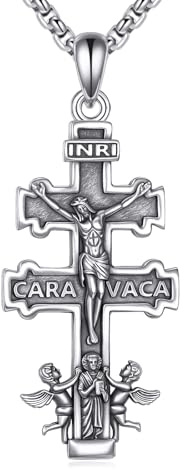 URONE ‌ Kreuz Caravaca Kette 925 Sterlingsilber Jesus Kreuz Anhänger Halskette Cruz de Caravaca Doppelkreuz Kruzifix Schmuck für Männer Damen