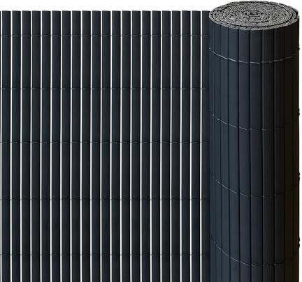 taplzmg PVC Sichtschutzmatte 120 x 300 cm, Doppelte Verstärkung Sichtschutzzaun, Bohren mit Kabelbindern, Wasser- und winddichter Sichtschutz für die Gartenterrasse, Anthrazit