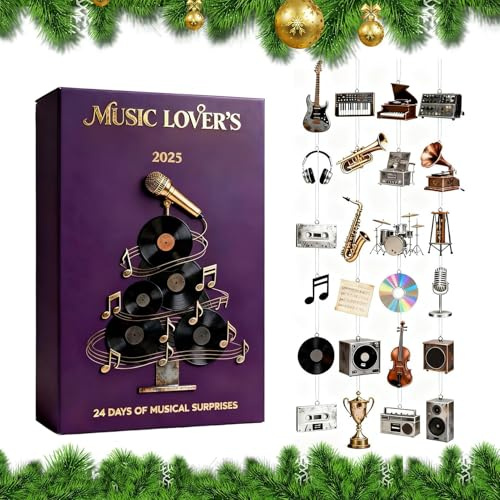 Musik Adventskalender 2025, 24 Tägiger Weihnachtscountdown Kalender Mit 24 Anhängern Musikinstrumente, Musikalischer Weihnachtsbaumschmuck, Perfekte Geschenk Für Musikliebhaber