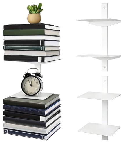 Zinueen 2er Wand Bücherregal Metall, 4 Ebenen mit 12kg Tragkraft je Ebene