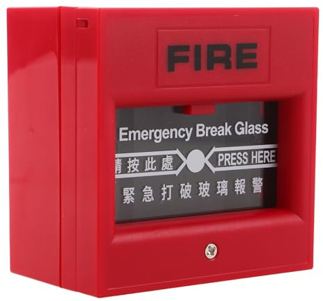 SAFIGLE Manueller Feuermelder Not aus Taster Roter Brandschutz Alarm mit Integriertem Summer und Reset Taste Feuerfester Sicherheitsschalter für Büro und Gebäudeevakuierung