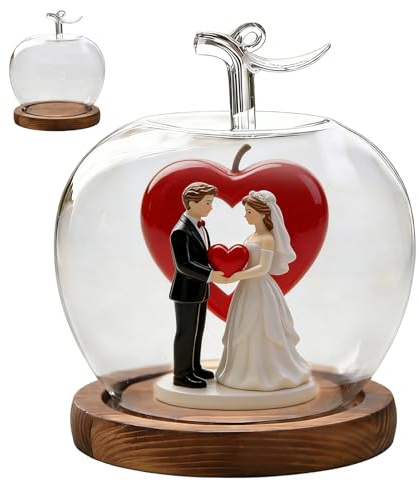 Generisch Dôme en verre - Figurine en bois de 7,87 pouces, miniature exquise | Cloche de figurines transparentes décoratives pour bureau magasin affichage table à manger souvenir de mariage ou objet
