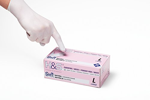 ISC Hygiene & Safety Gants Nitrile Jetables Non Poudrés – Gant Nitrile Usage Alimentaire et Mécanique – Gants Jetables S M L XL – Gants Nitrile blanc, M – Boîte de 100
