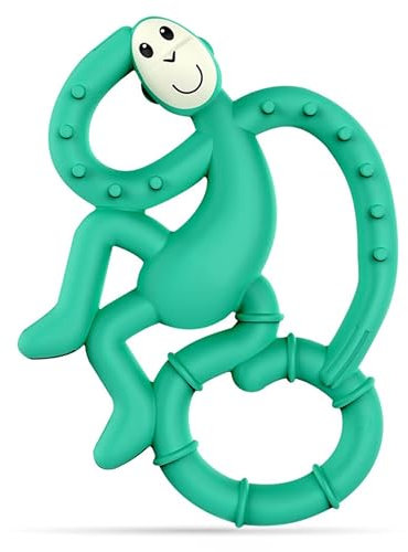 Matchstick Monkey, Anneau de dentition antimicrobien en silicone, facile à saisir, sans BPA, 3 mois et plus, 10 cm, vert mini singe