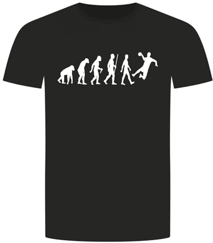 Evolution Handball T-Shirt - Handballer Handballspiel Werfen Sprungwurf Schwarz S