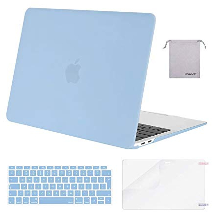 MOSISO Hülle Case Kompatibel mit MacBook Air 13 Zoll 2022 2021 2020 2019 2018 A2337 M1 A2179 A1932,Schutzhülle Cover&Tastaturschutz&Displayschutz&Aufbewahrungstasche,Air Blau