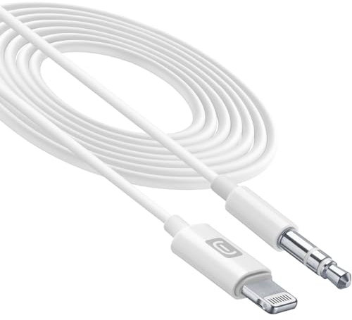 cellularline AUXMusic Kabel, Lightning, AUX Kabel für Autoradio, Apple Zertifiziert, weiß