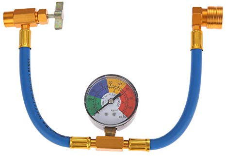 Aupoko R134A AC Refrigerant Charge Hose Kit, 1/2’’ Self-Sealing Valve Can, and Recharge Hose with Pressure Gauge, Fits for Car AC Air Conditioning Refrigerant