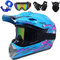 QYTK® Full Face MTB Helm, Motocross Cross Helm für Enduro Downhill MX Mountainbike ATV Junge Motorradhelm Zubehör mit Brille Maske Handschuhe Helmhaken,Helle Weiße Blau,S(52~53CM)