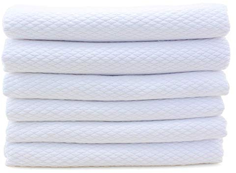 HIDMD Paño de Limpieza de Microfibra, paño de Pulido de Vidrio y Ventanas 30cm x 30cm 12 Paquete Azúl (Blanco, 30cm x 30cm)