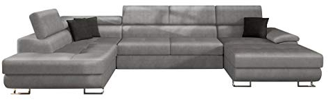 Mirjan24 Ecksofa Cotere Bis, Eckcouch, Sofa mit Schlaffunktion und Bettkasten, U-Form Couch Farbauswahl Wohnlandschaft vom Hersteller (Magic Velvet 2217 + Magic Velvet 2219, Seite: Links)