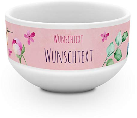 printplanet® - Müslischale mit Name oder Text Bedruckt - Müslischale Salatschale Obstschale Suppenschüssel selbst gestalten - Motiv: Kolibri