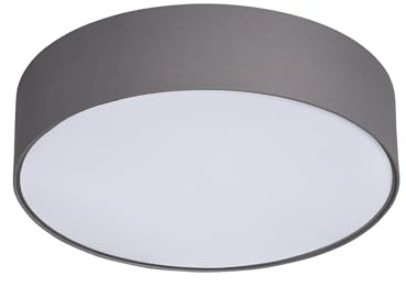 LEDKIA LIGHTING - Deckenleuchte Ranje Ø500 mm | Stoff Rund für Wohnzimmer, Küche, Schlafzimmer | Vielseitig & Dekorativ | Befestigung an jeder Decke | 3x E27 Lampen, Grau, Textil