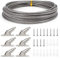 Huayue Cable de acero inoxidable 2 mm x 10 m con revestimiento de PVC, alambre colgante de marco de acero inoxidable con 6 cables metálicos de código fijo y tornillos