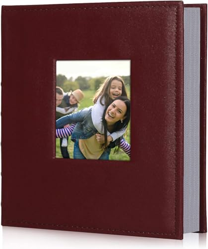 RECUTMS Fotoalbum, 10 x 15 cm, 200 Fotos, weiße Papierseiten, kleine Fotoalben, personalisierte Geschenke für Valentinstag, Premium-Ledereinband, Familie, Kinder, Urlaubsalben (braun)