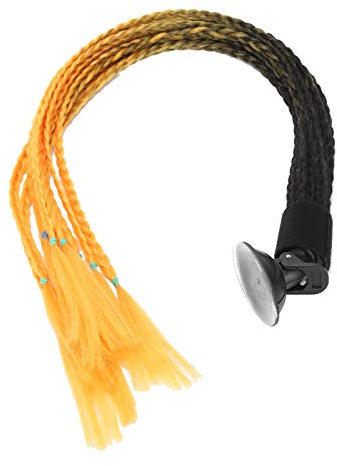 Yinhing Motorrad Helm Zöpfe, Helm Haar Pigtails Punk Style Motorrad Helm Helm Pferdeschwanz Zöpfe mit Saugnapf für Helm Pferdeschwanz Dekoration(Schwarz orange)