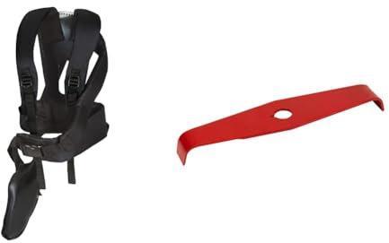 OREGON - Harnais Professionnel pour Débroussailleuse et Coupe-Bordures (Noir) & Lame de Débroussailleuse Broyeuse Universelle à 2 Dents, 300mm x 4,0mm